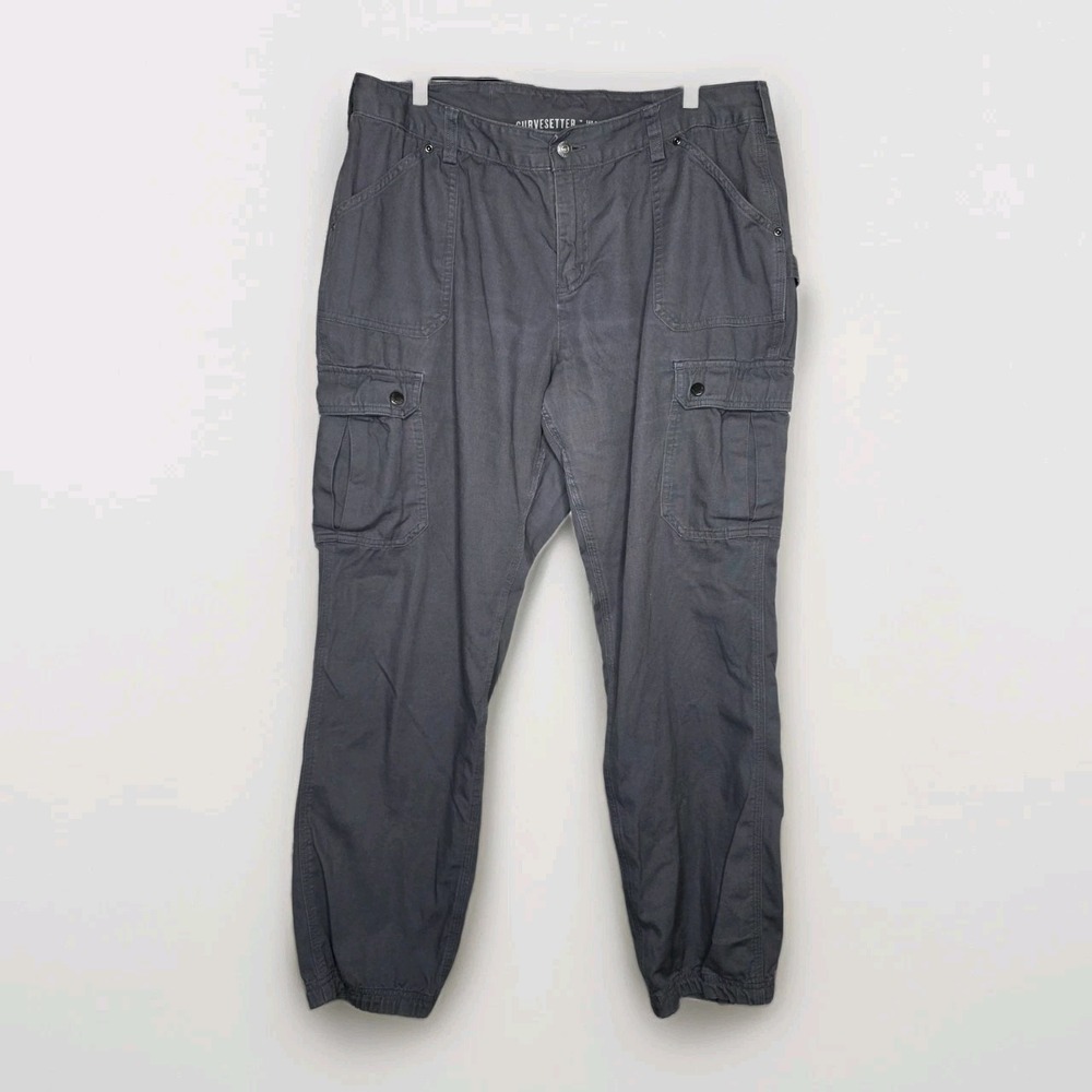 Duluth Trading Curvesetter Womens 14x31 Gray Stretch Cargo Work Pants Utility